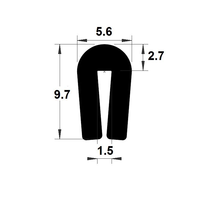 Joint H bord de tôle noir - caoutchouc TPE - PM01088