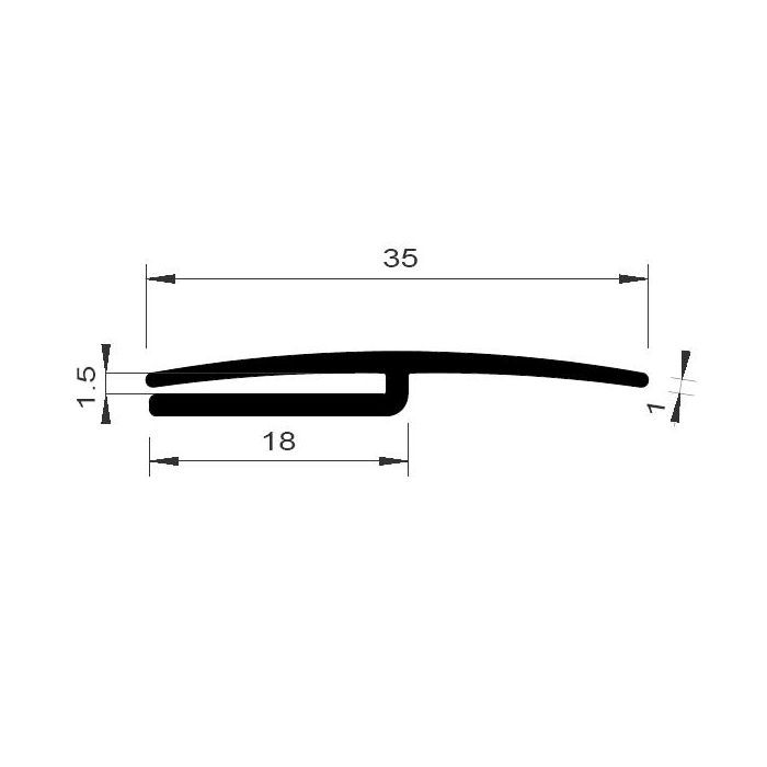 Joint H bord de tôle noir - caoutchouc TPE - PM01035